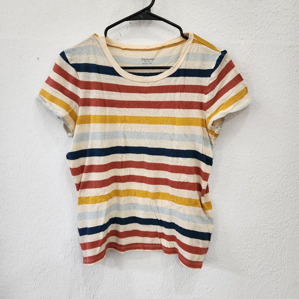Madewell Womens Multicolor Striped Short Sleeve T Shirt Size Medium Tee